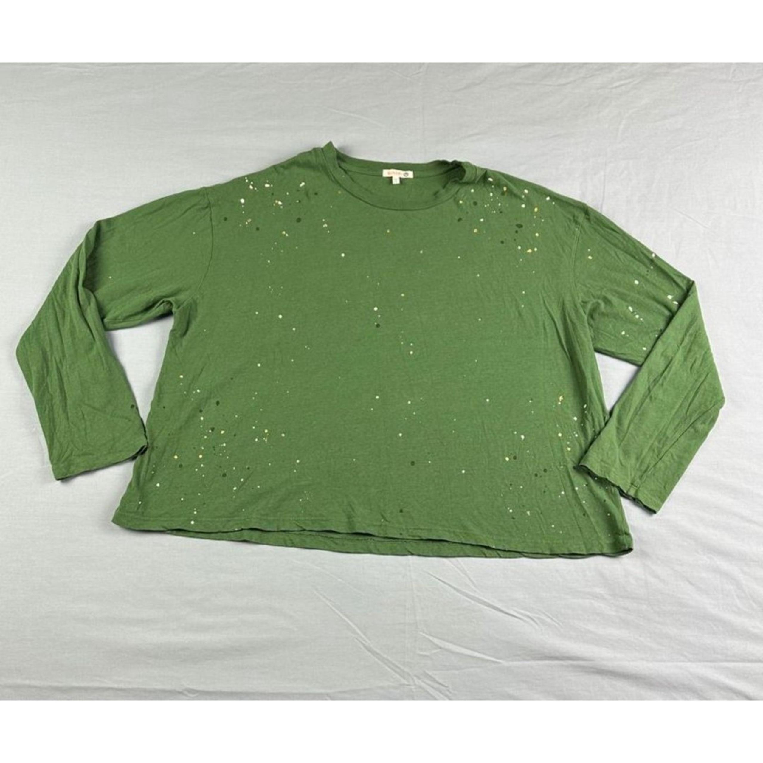 Sundry Splatter Paint Pullover Forest Green Size XL Long Sleeve Knit Cozy
