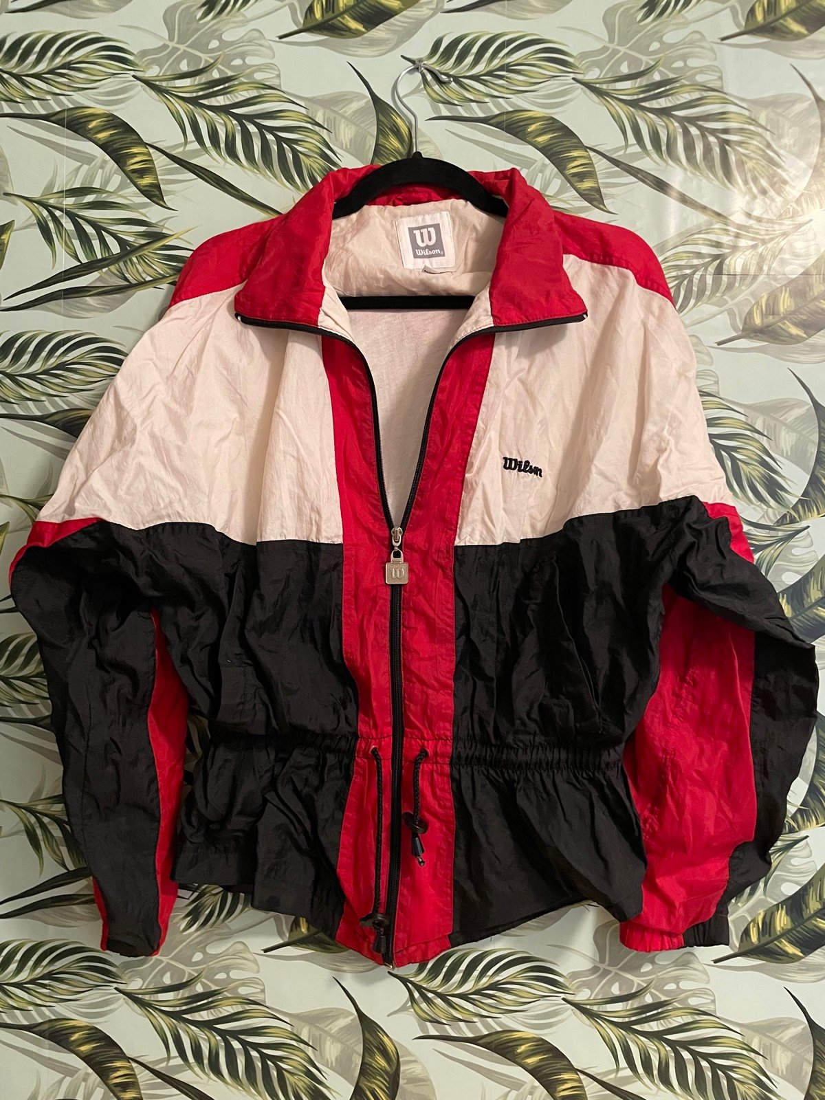 Vintage Wilson Trainer Light Casual Jacket Windbreaker Tennis red/white Pattern