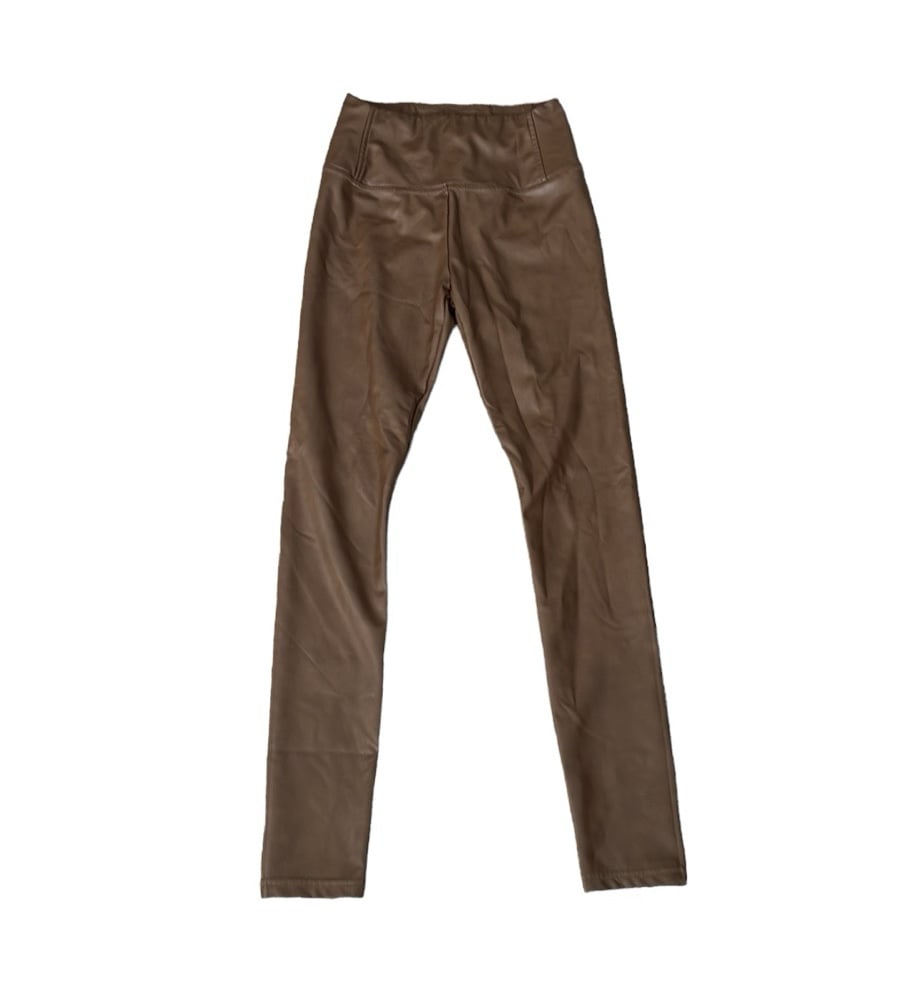 7 For All Mankind Brown High Waisted Leather Leggings