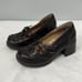 TKS Vintage Kids Girls Mary Jane Platform Chunky Heels Shoes Y2K Brown size 12