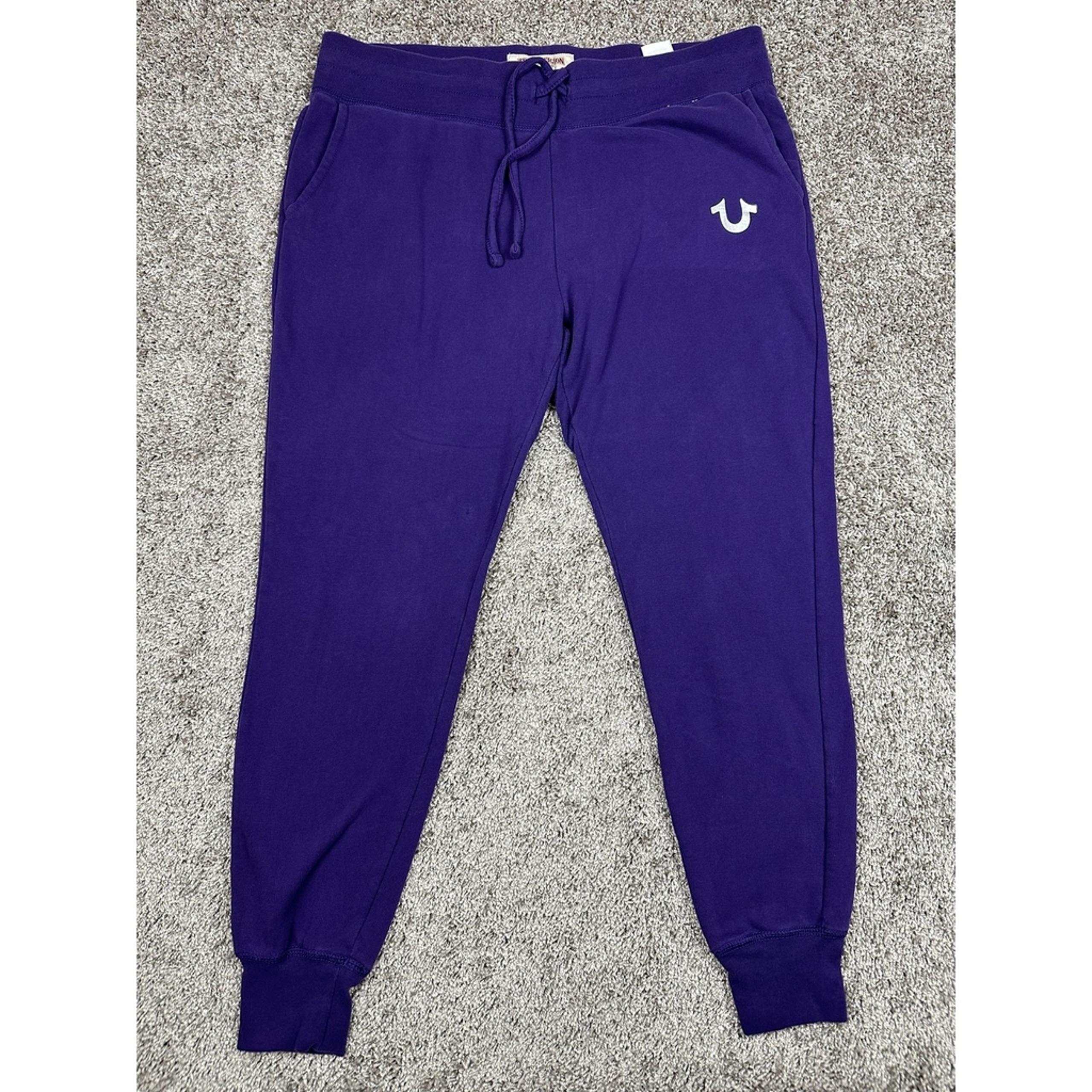 True Religion Jogger Pants Mens XL Purple True Foil Logo Sweatpants Y2K