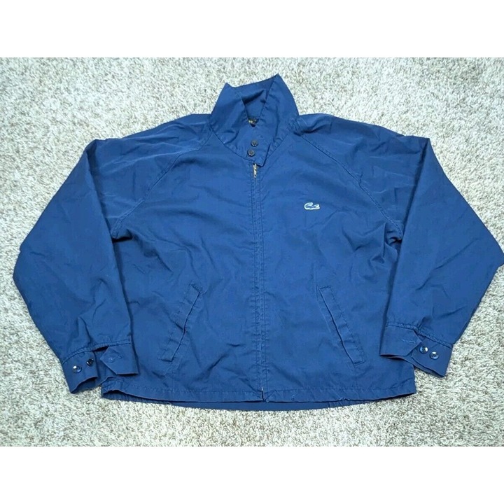 Vintage Izod Lacoste Jacket Mens XL Navy Blue No Liner Full Zip Bomber
