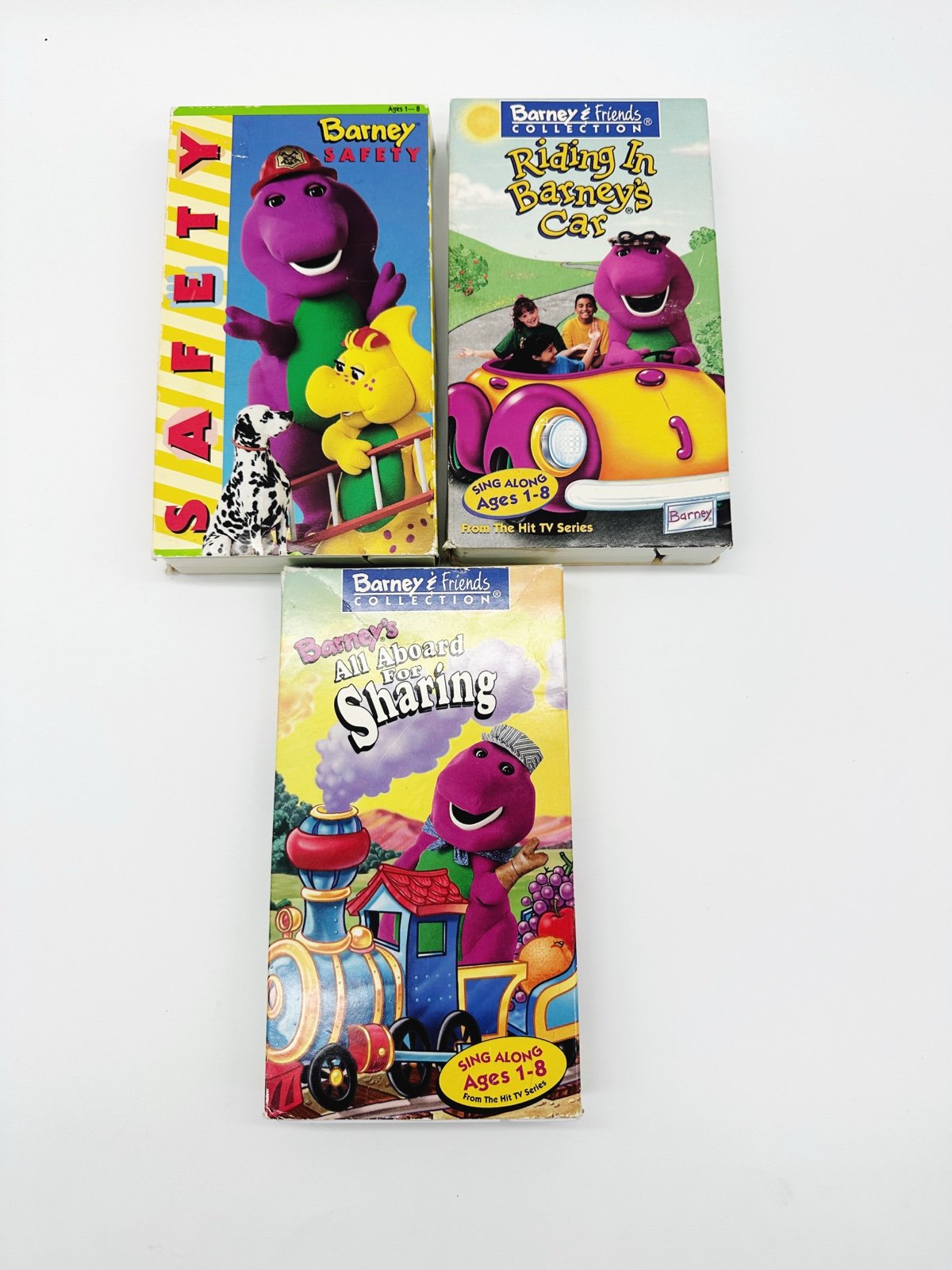 Set Of 3 Vintage Barney VHS Tapes Riding In Barney’s Car Safety Sharing Tested