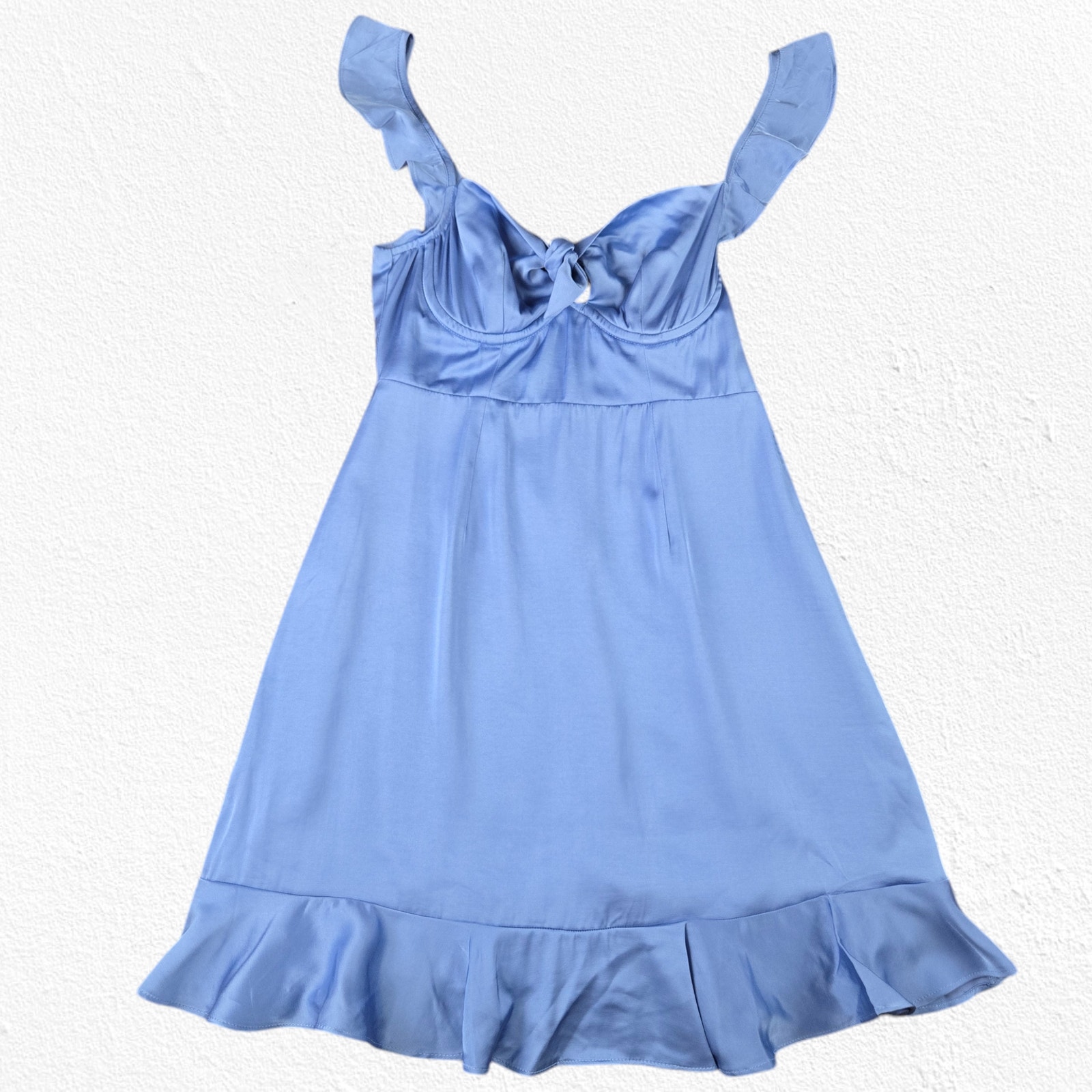 ASTR the Label Baby Blue Ruffle Coquette Marla Babydoll Mini Dress Size Small