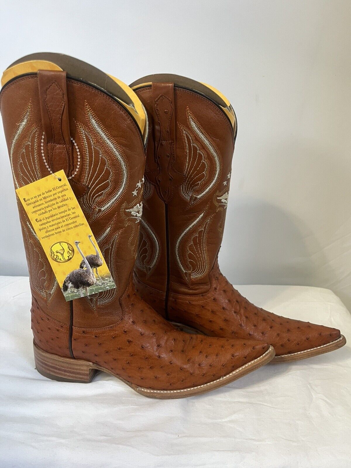 J TOE RODEO COWBOY BOOTS Men’s Sz 6 Exotic Leather Ostrich Tan El General