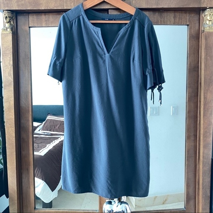 Women Dress marine blue 14 Kiabi short sleeves pit to pit 22