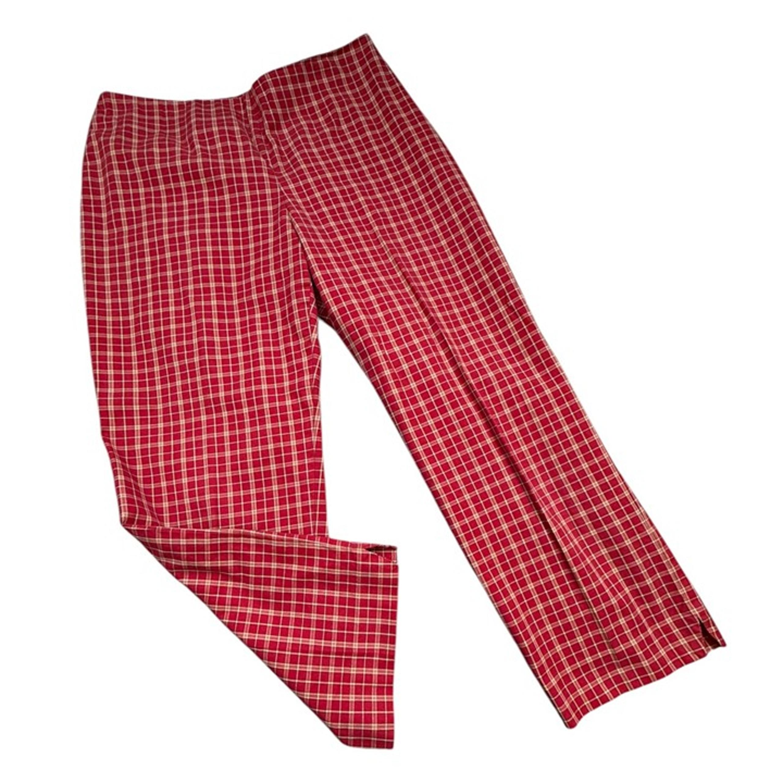 Brooks Brothers Stretch Cropped Pants Red Plaid Cotton Blend Women's Sz 8