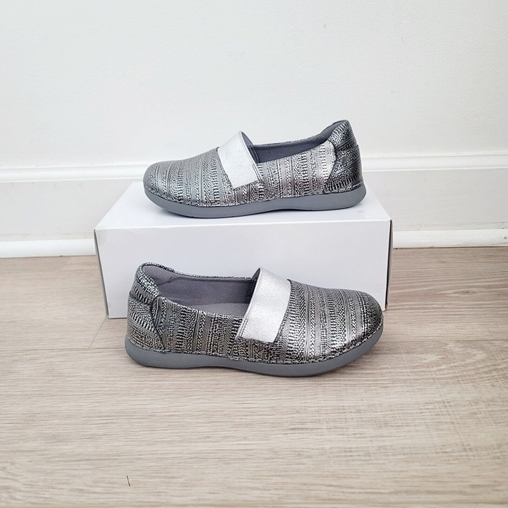 Alegria Glee Chain Mail Grey Gray Black Slip On Athletic Leather Shoes 35 5 5.5