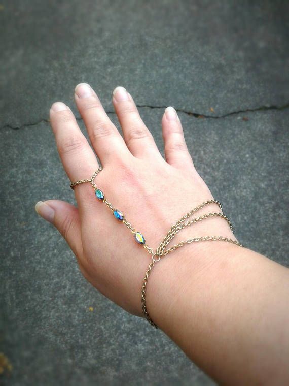 Antique Gemstone Hand Chain Bracelet