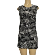 LOVE MOSCHINO Dress Mini Gray Floral Daisy Sleeveless Cotton Round Neck 2 US