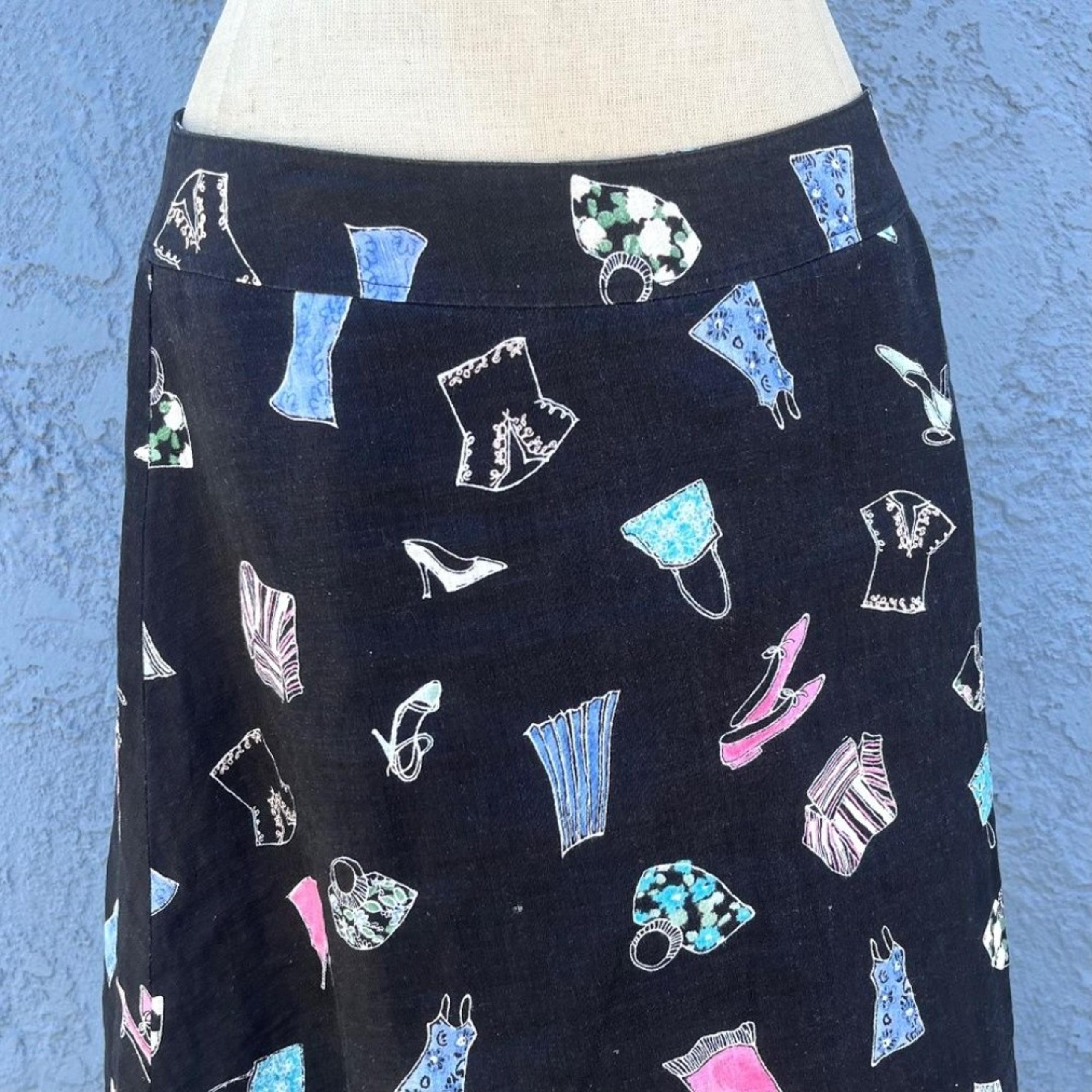 Liz Claiborne Linen Skirt Quirky fashion print size 8