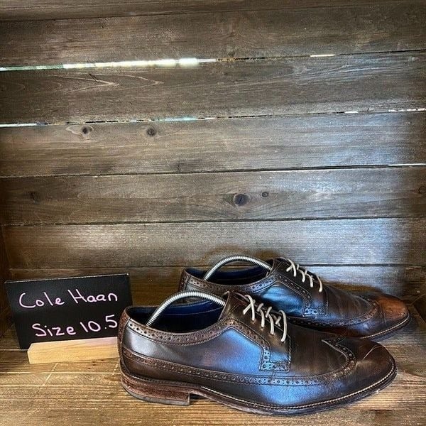 Mens Cole Haan William Brown Wingtip Leather Brogue Dress Shoes Size 10.5 M GUC