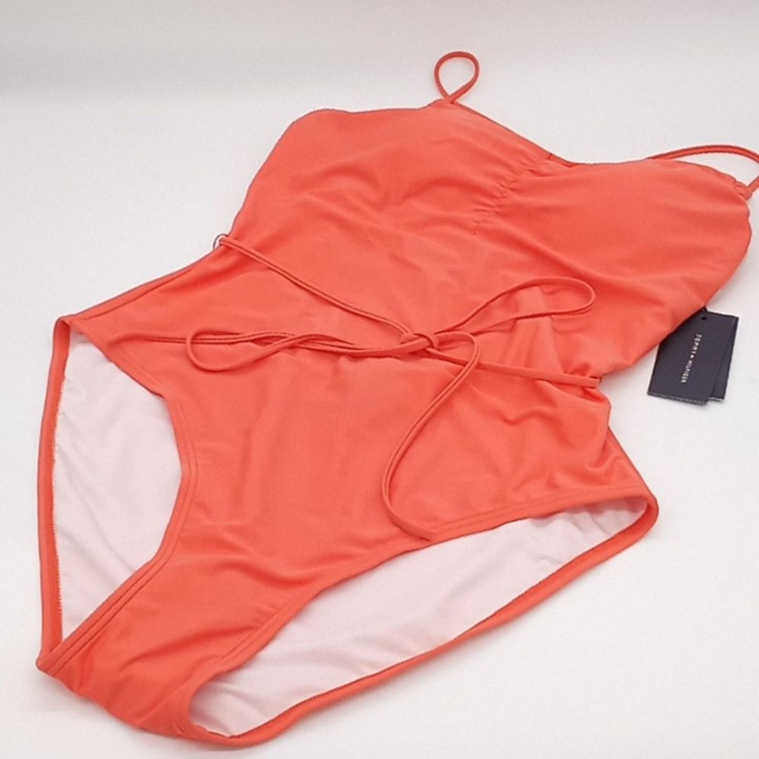 Tommy Hilfiger‎ Swimsuit Womens 16 Crisscross-Back Tie-Belt One-Piece Orange