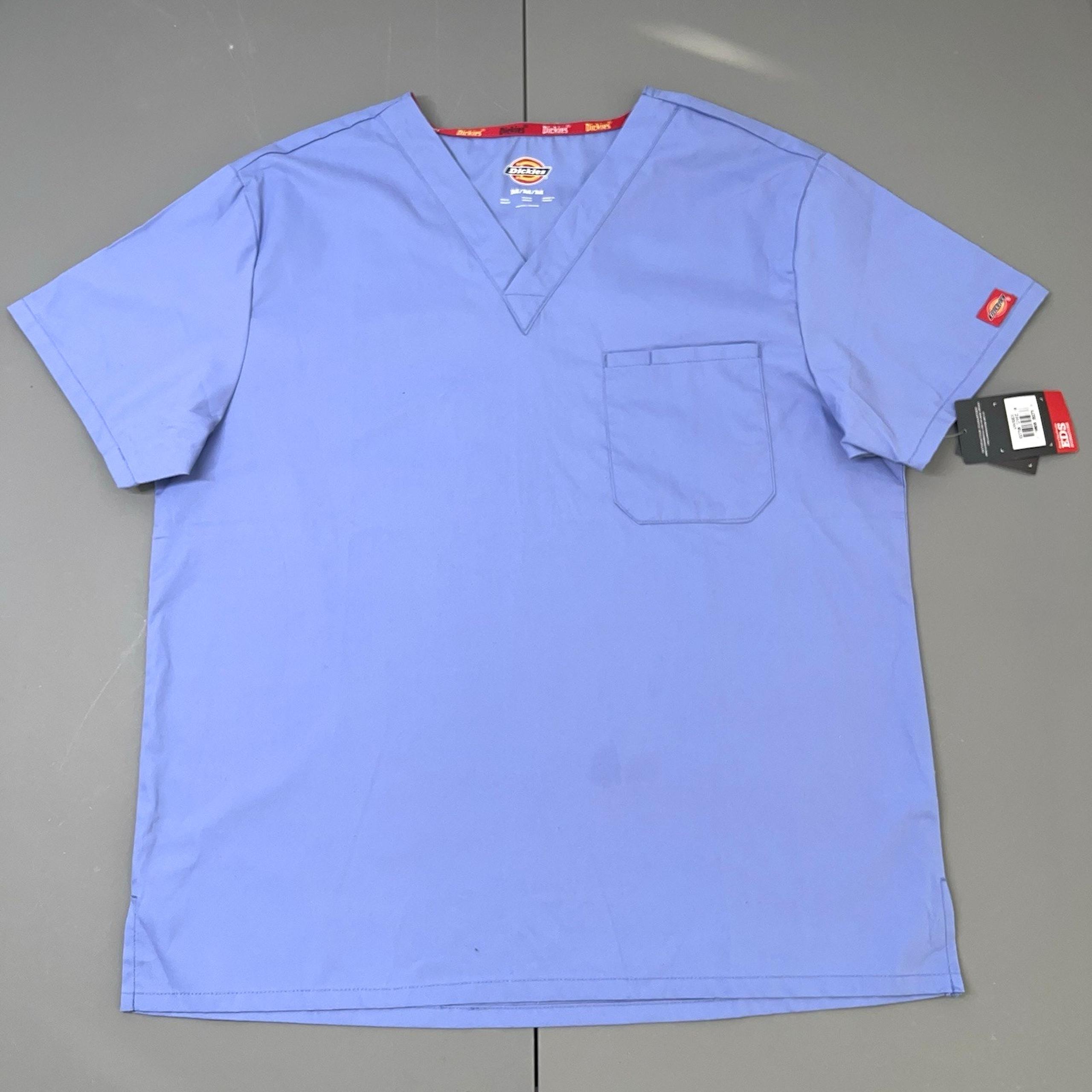 Dickies Scrubs 83706 V Neck Shirt Top Unisex M Ciel Blue EDS Medical Dental