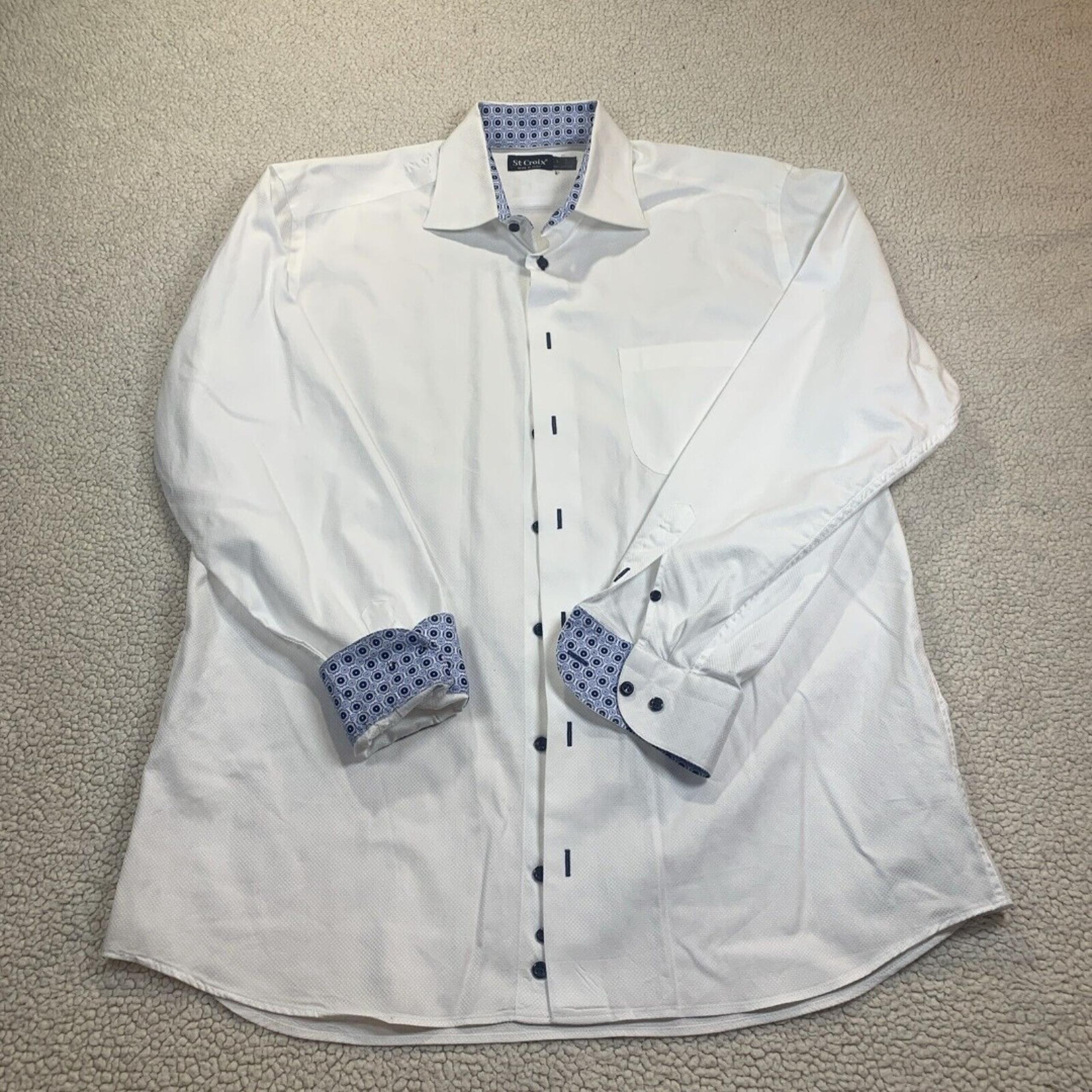 ST CROIX Made in Italy ITALIAN DESIGNER BUTTON UP DRESS SHIRT Mens L