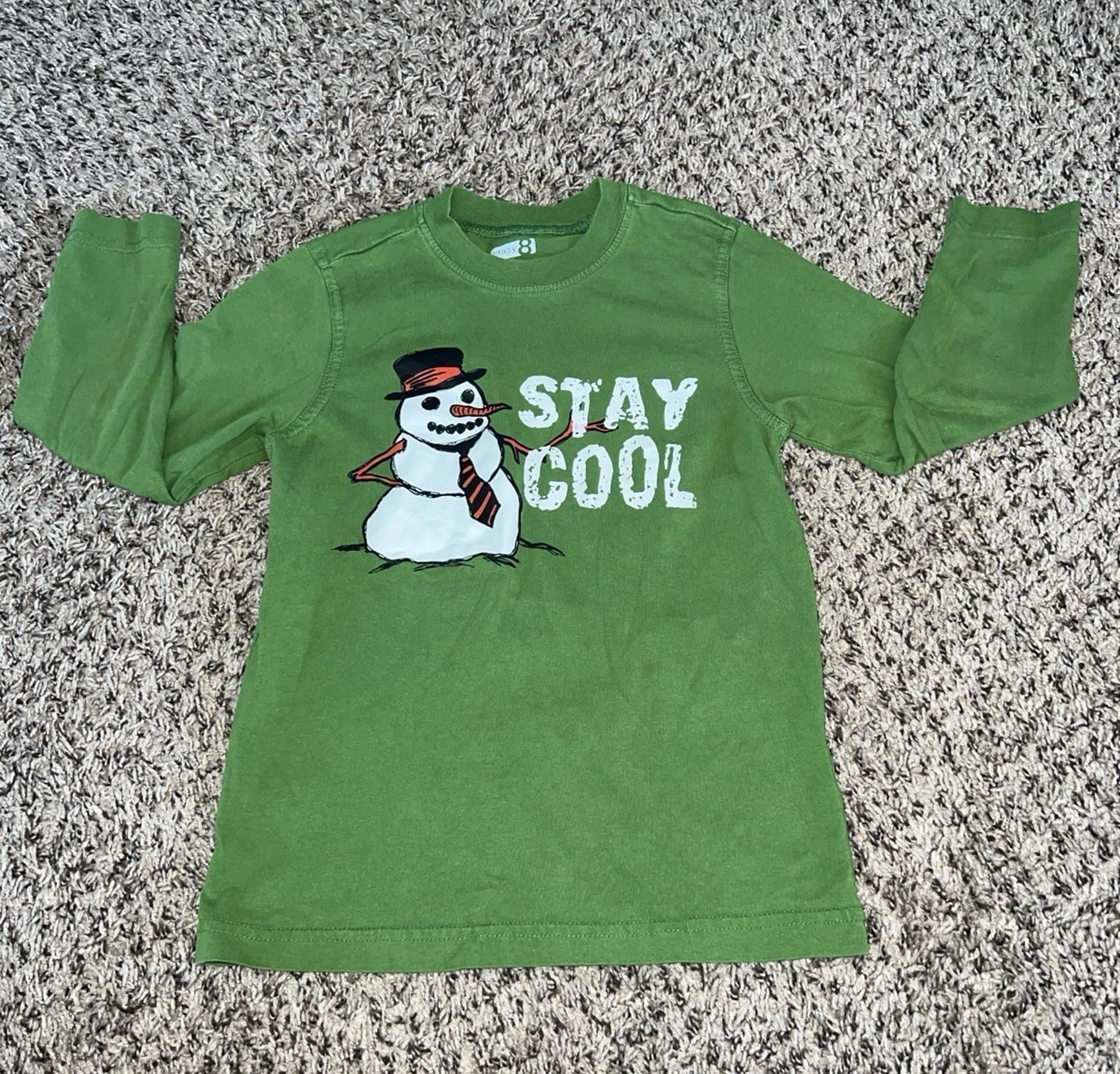 Crazy 8 boys green “stay cool” long sleeve tee size 4