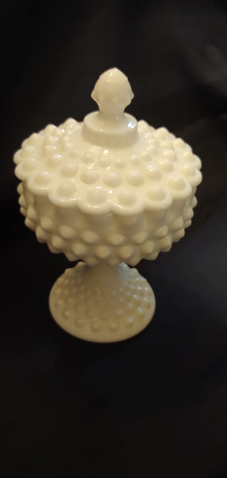 Vintage Fenton Hobnail covered candy dis