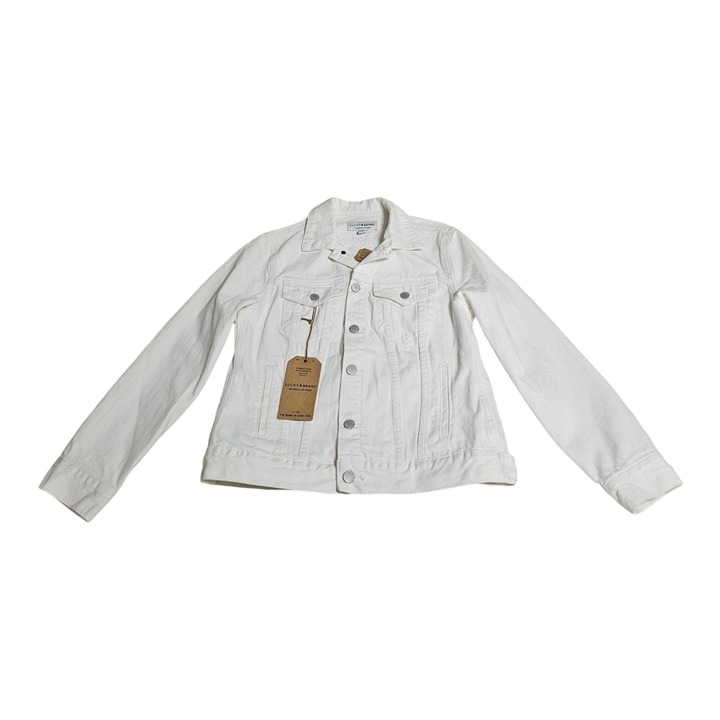 NWT Lucky Brand Women's Sz Medium The Tomboy Trucker White Jean Jacket Denim