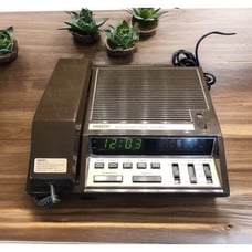 VIntage Brown Embassy Model No. 682 Alarm Digital Clock Radio Telephone Phone