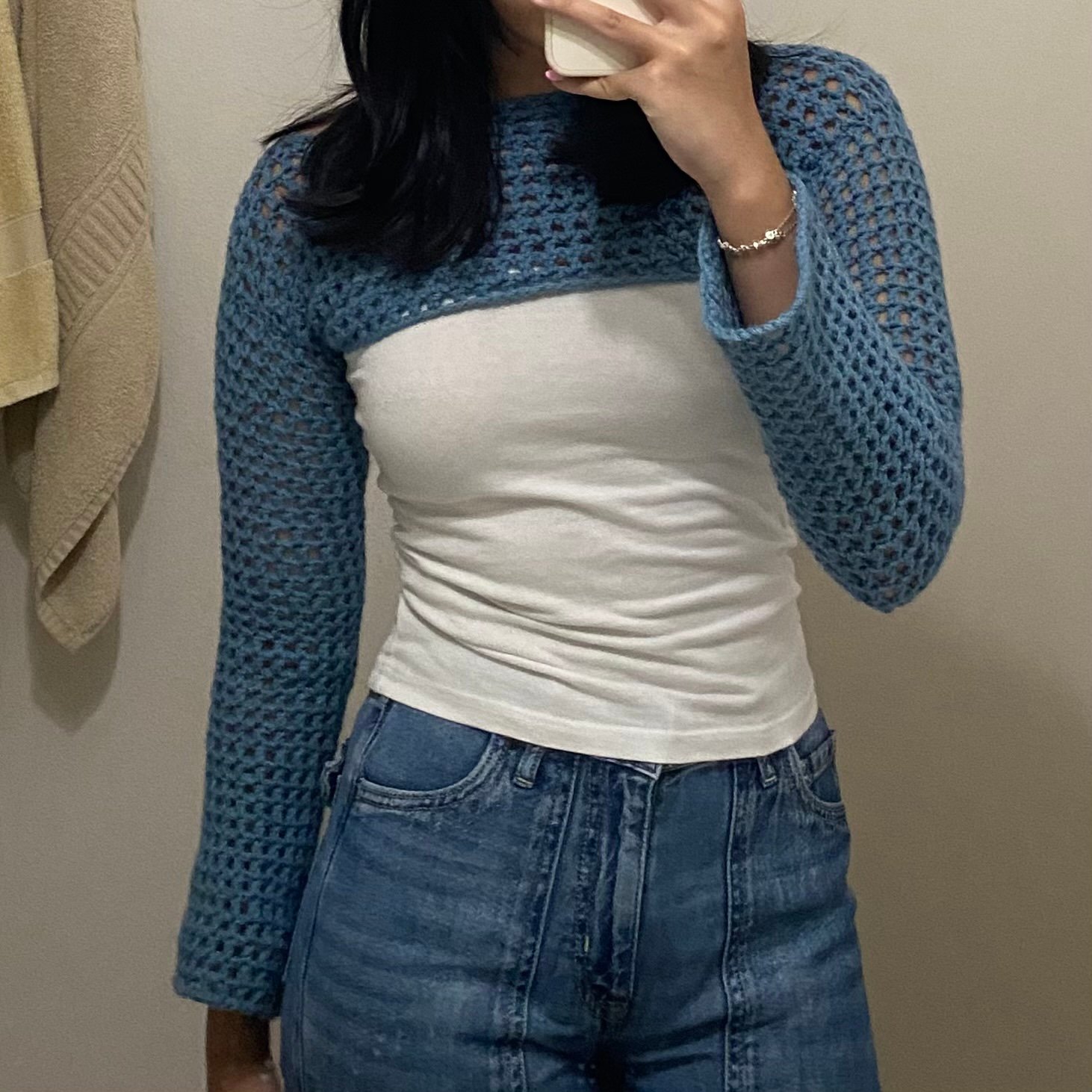 Blue crochet bolero handmade