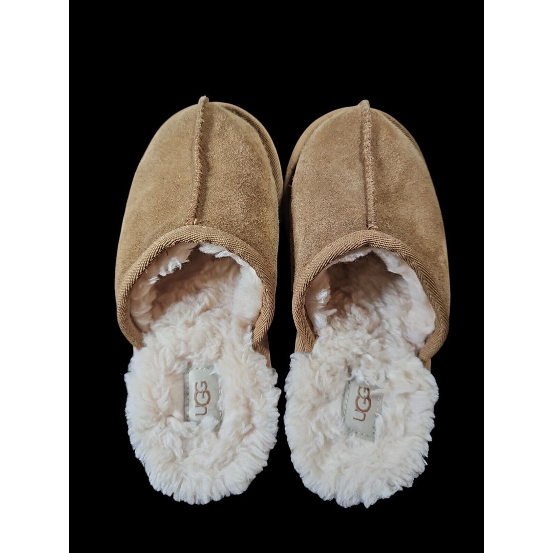 UGG Kinds Unisex Keegan Chestnut Shearling Slide Slippers Size 4