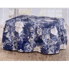 Waverly Ottoman Cover Slipcover Ballad Bouquet In Indigo Blue Cotton Floral New