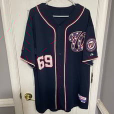 Washington Nationals Game Issued Autographed #69 AJ Cole Blue Jersey