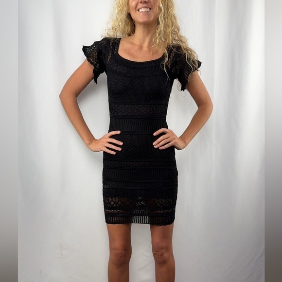 Ronny Kobo Lace Mini Dress in Black Size Extra Small