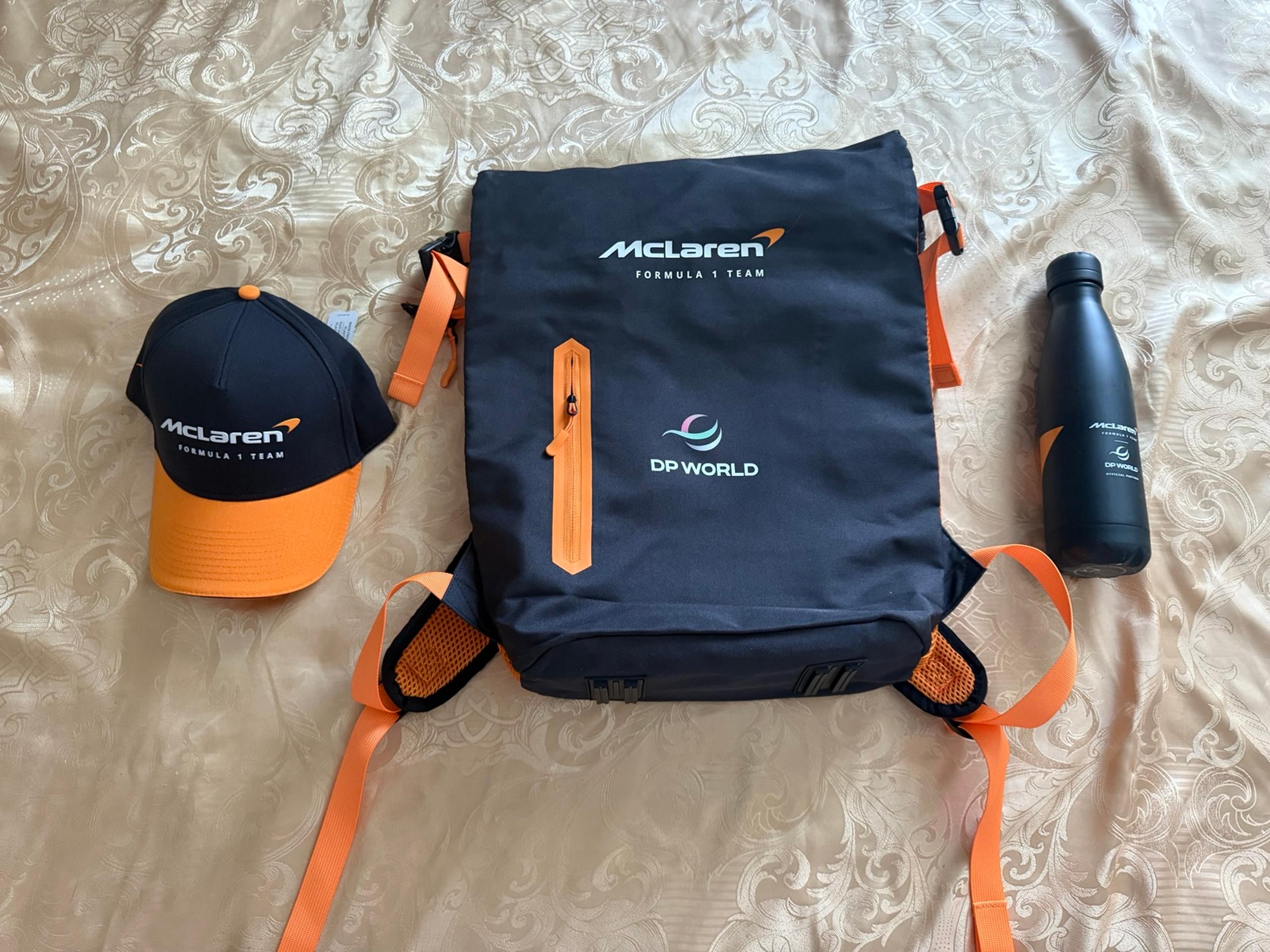 McLaren backpack+hat+water bottle