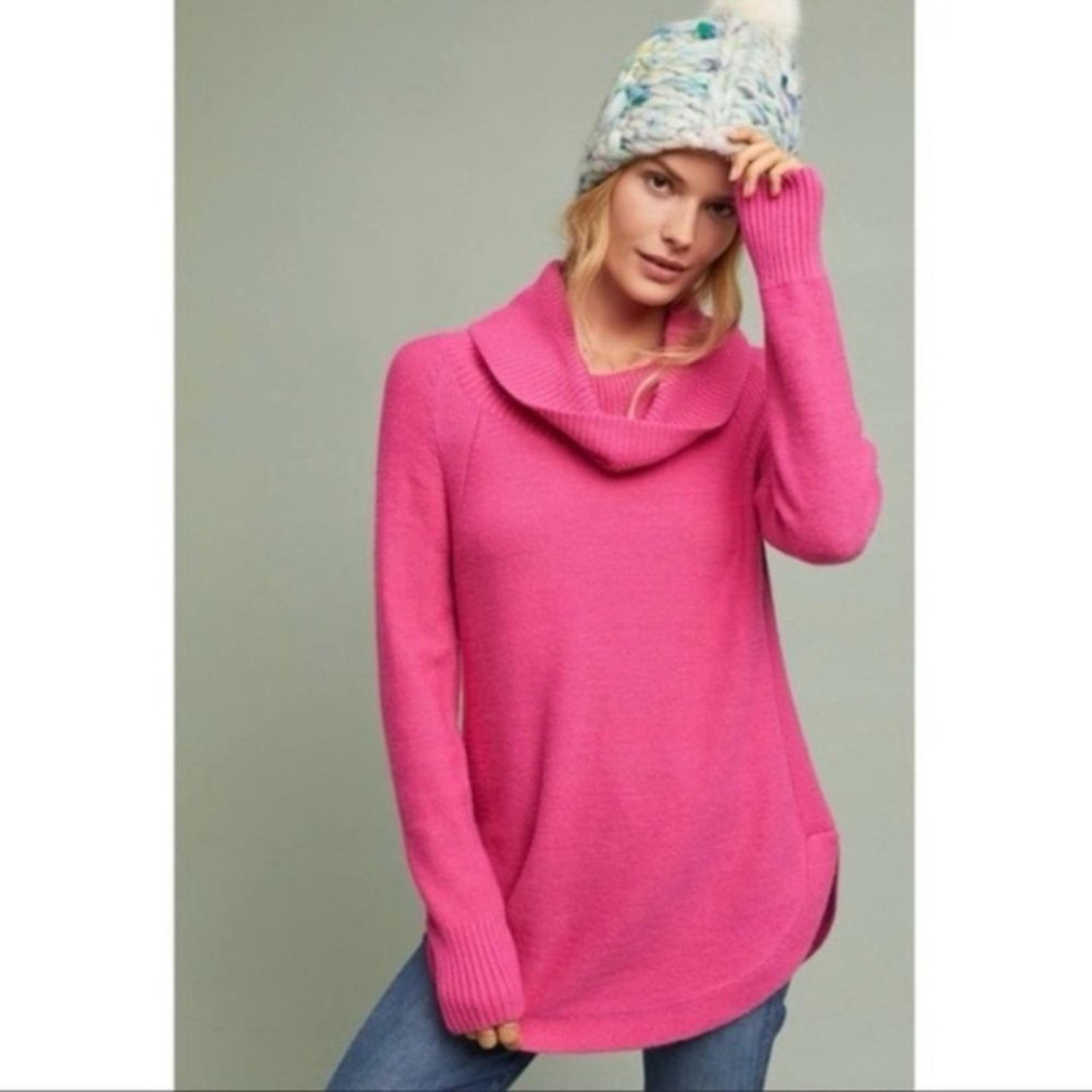 Anthropologie Moth Size M Pink Brenta Cowl Neck Long Sleeve Sweater Relaxed Fit
