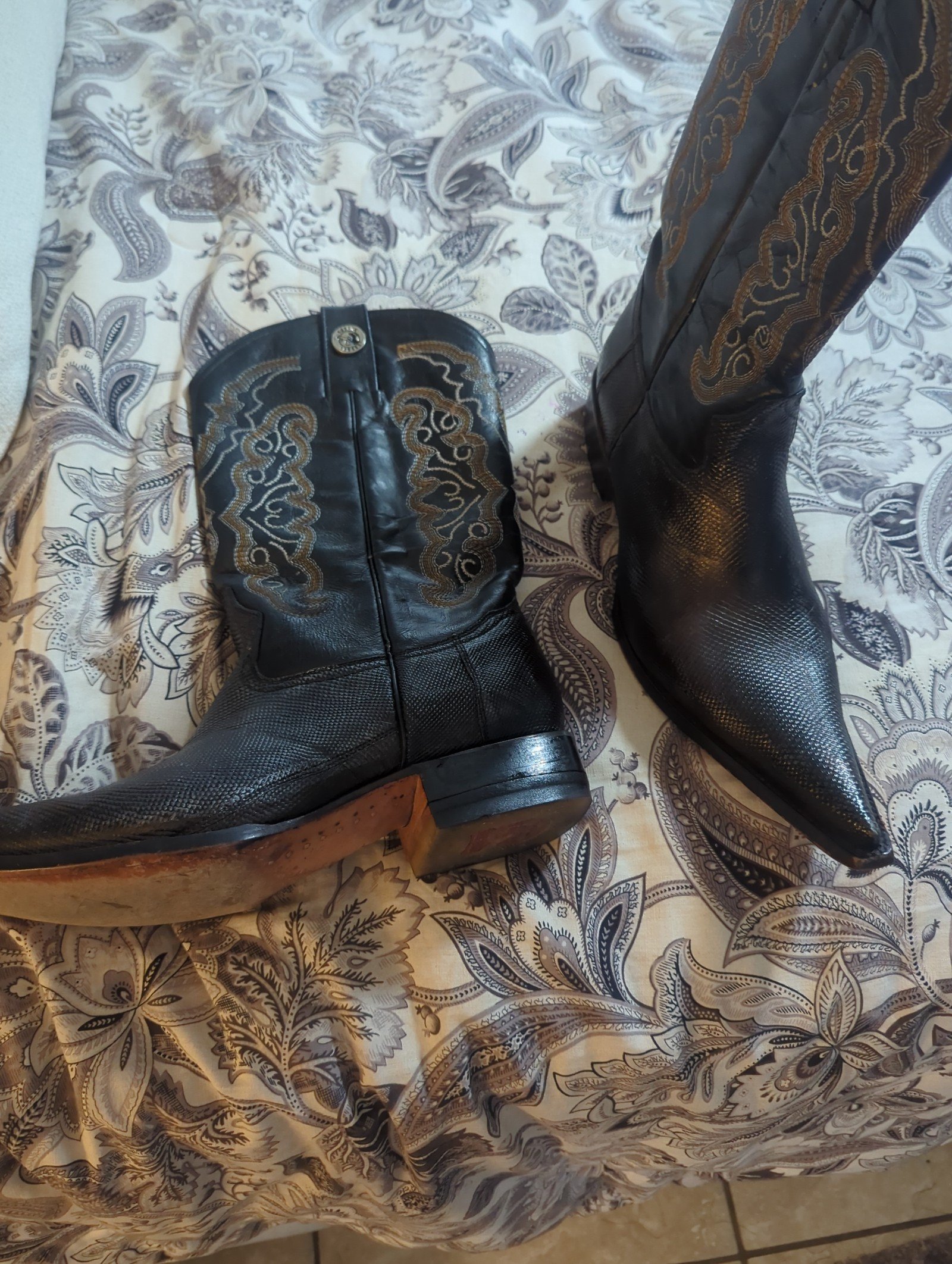Black snakeskin cowboy boots