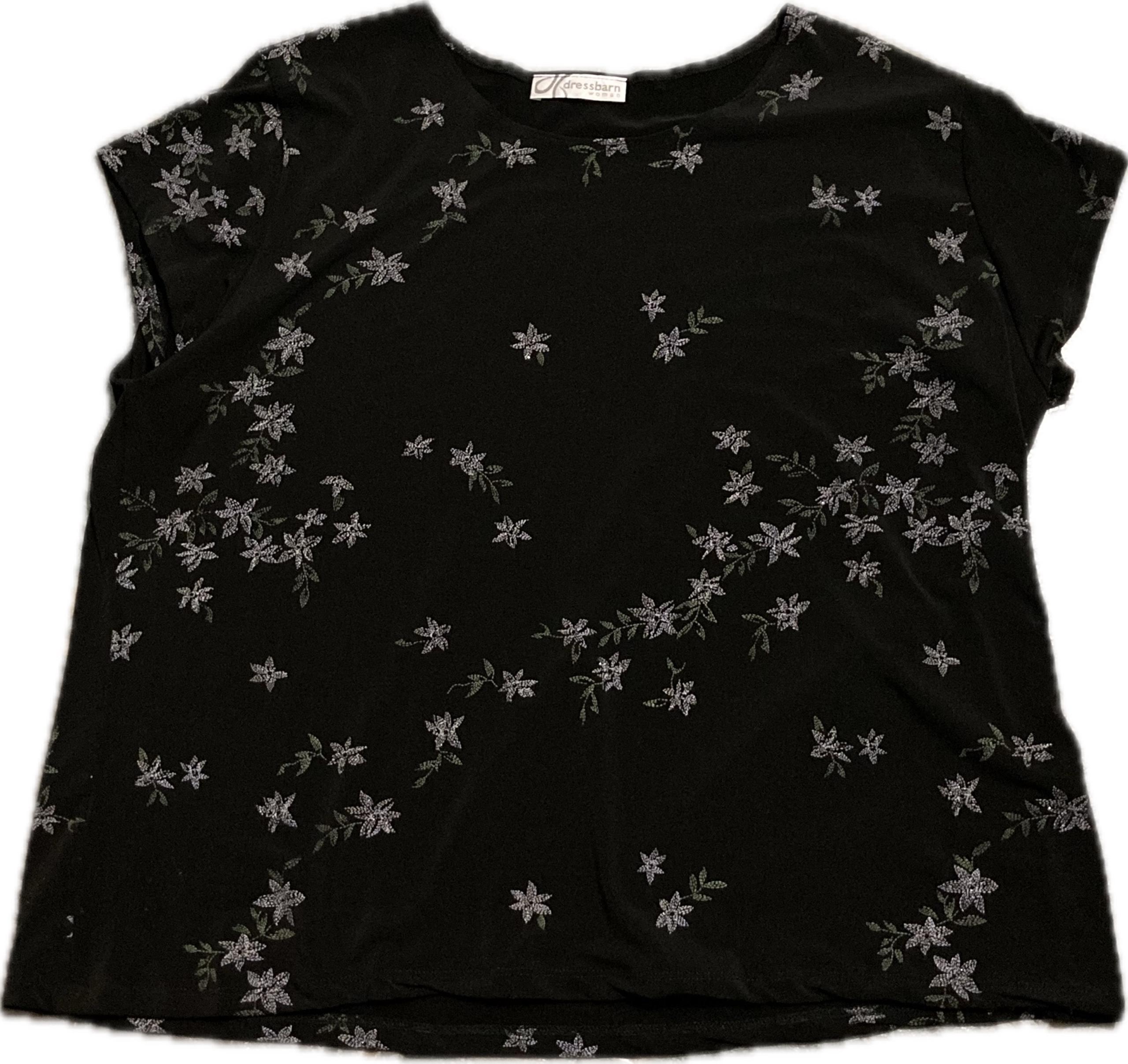 Dress Barn Black Cap Sleeved Blouse Size 1X