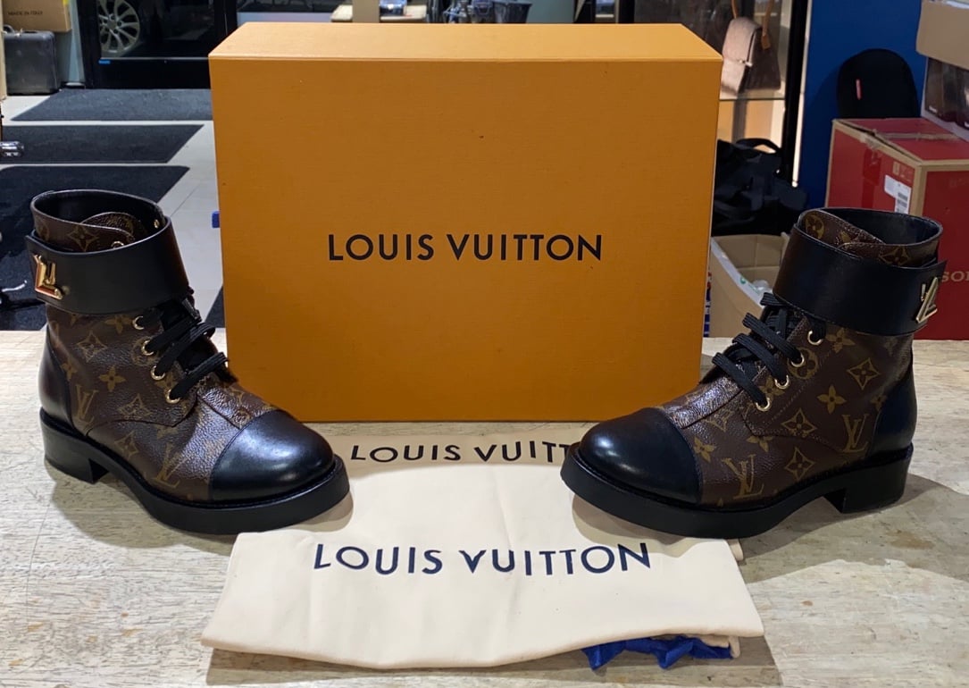 Louis Vuitton Wonderland Monogram Leather Ankle Boots, Size 37