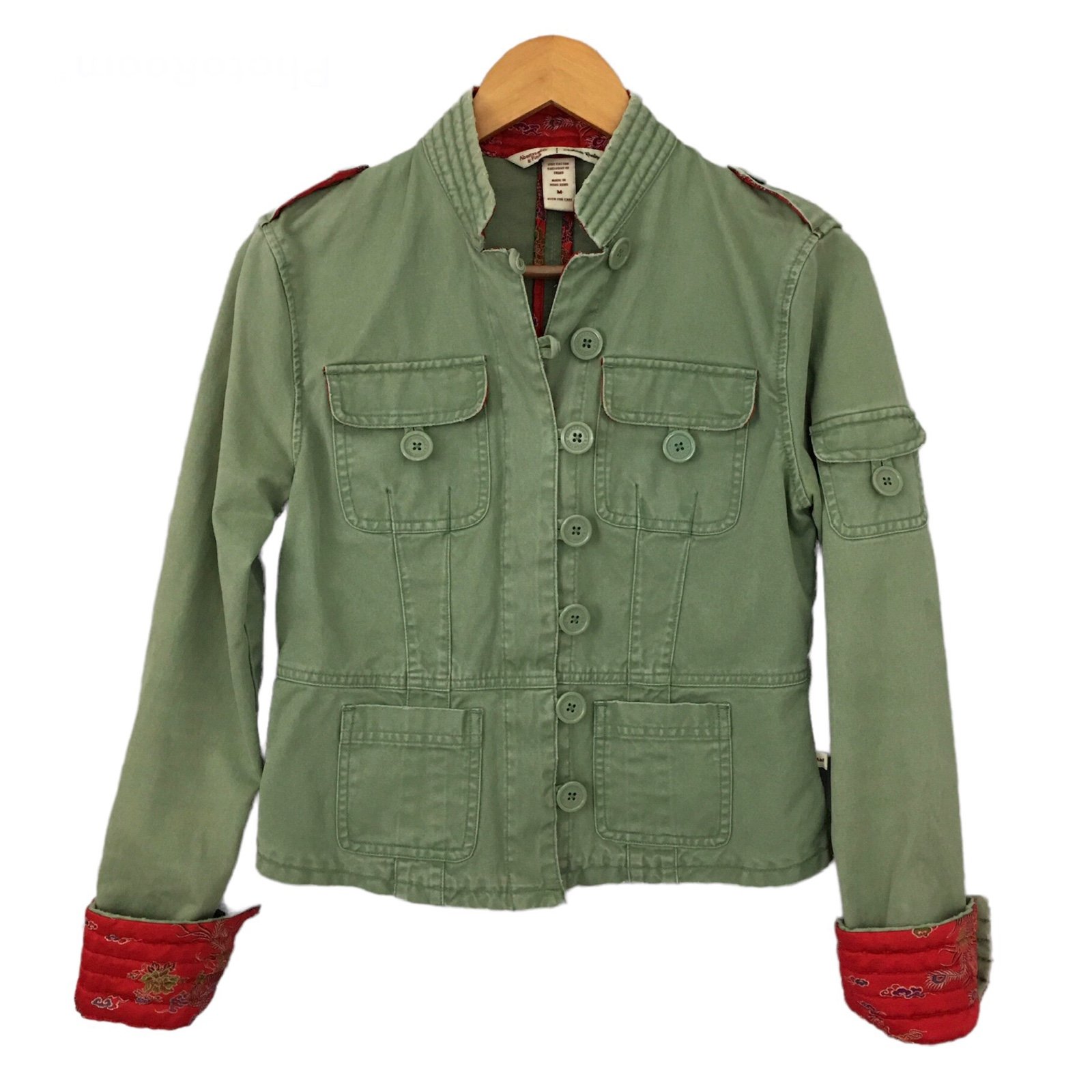 Abercrombie & Fitch Army Green Utility Blazer Jacket Size M
