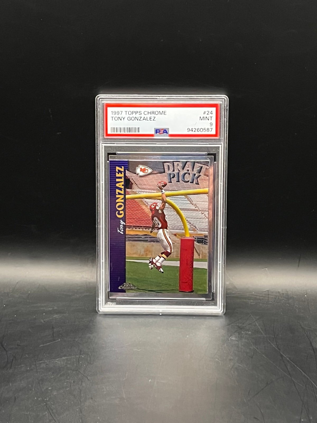 1997 TOPPS CHROME #24 TONY GONZALEZ ROOKIE RC PSA 9 HOF FOOTBALL CARD!
