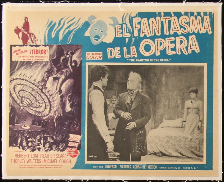 Phantom Of The Opera 1962 Linen Mexican Lobby Card Hammer Horror Poster 60s Rare