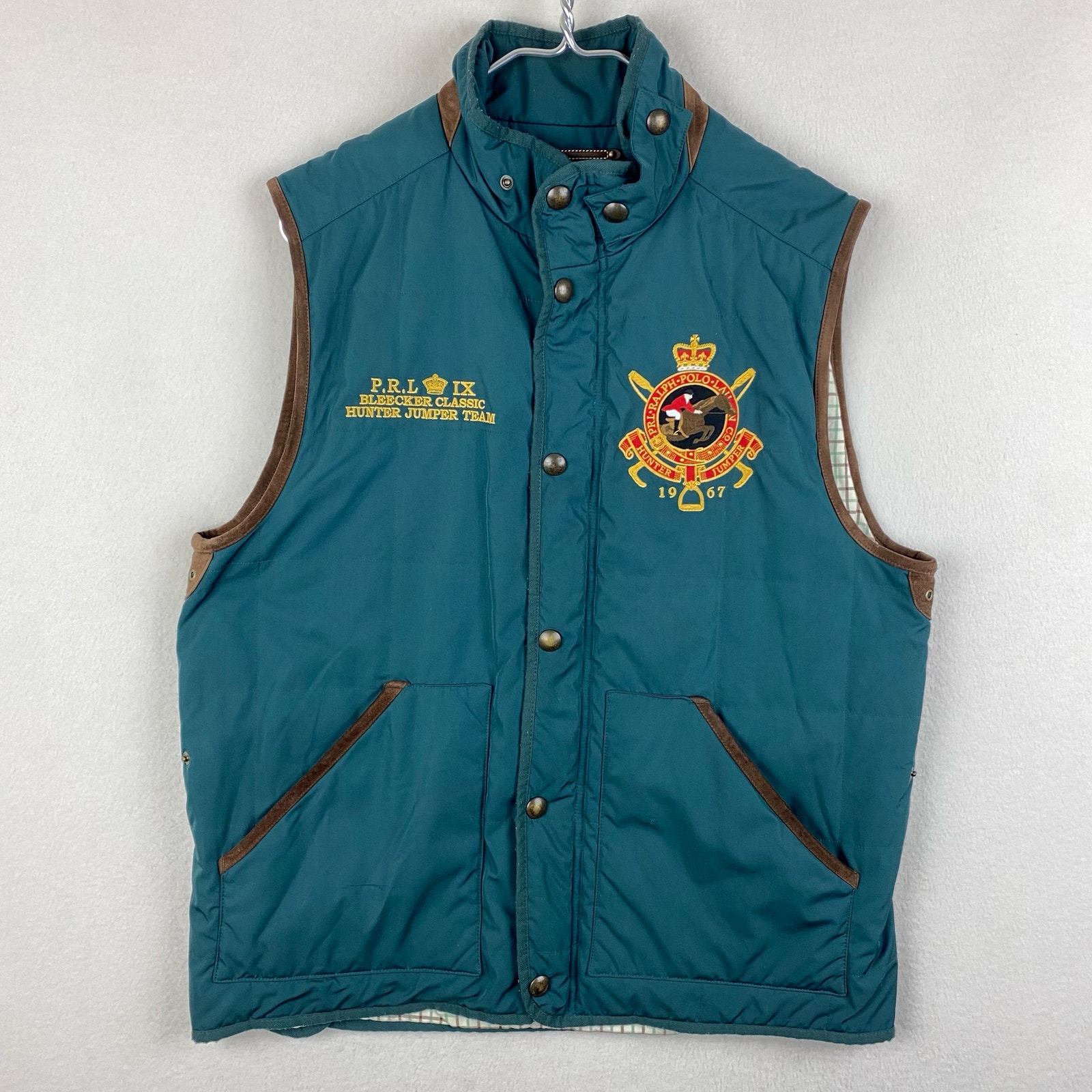 Polo Ralph Lauren Puffer Vest Size Large Teal Bleecker Classic Hunter Jumper Zip