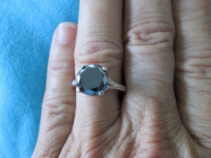 2.90ct 100% Real Black Diamond Ring w/Certificate & Dia Tester Size 5 6 7 8 9 10