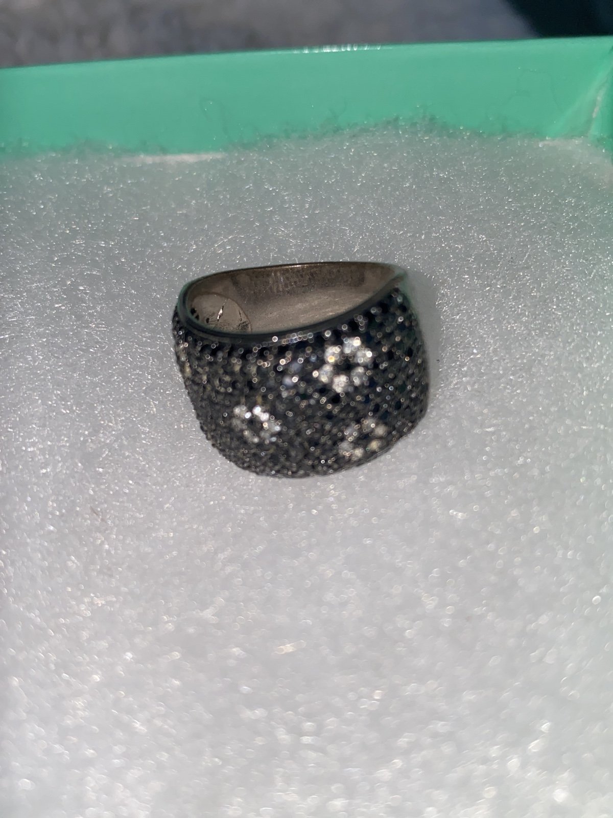 Black Diamond Sterling Silver Flower Ring size 7