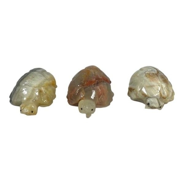 Lot of 3 Vintage Hand Carved Stone Turtle Figurines Paperweight Soapstone Set 3