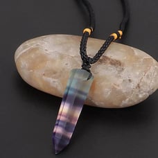 Rainbow Fluorite Pendant Necklace-Natural Gemstone Healing Balance Necklace