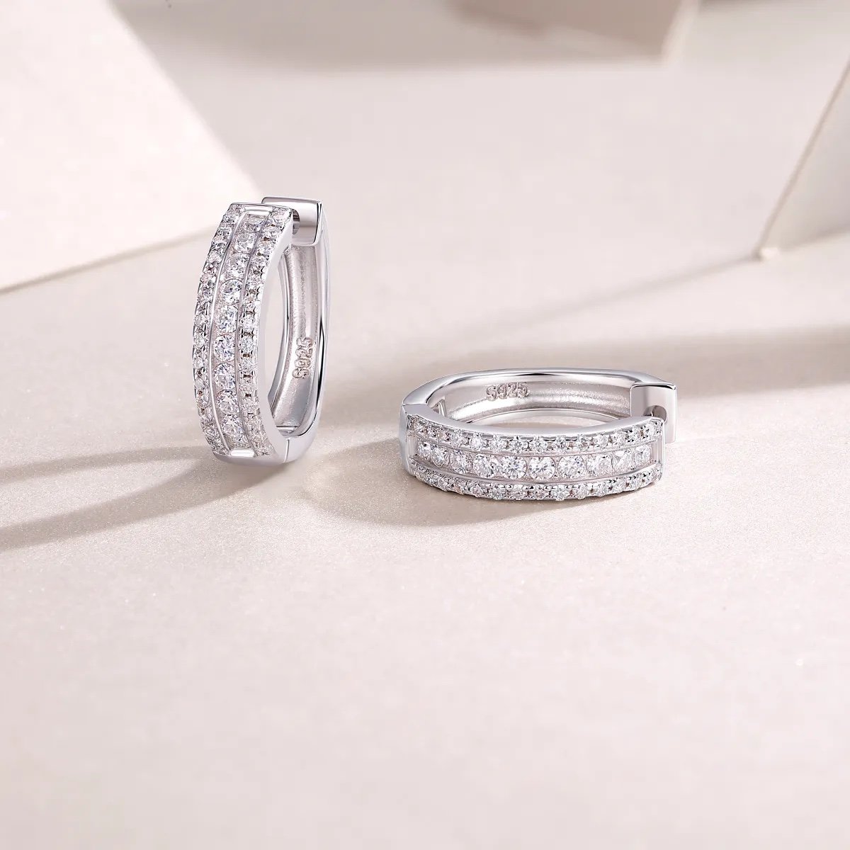 Diamond Earrings Stud Set 925 silver