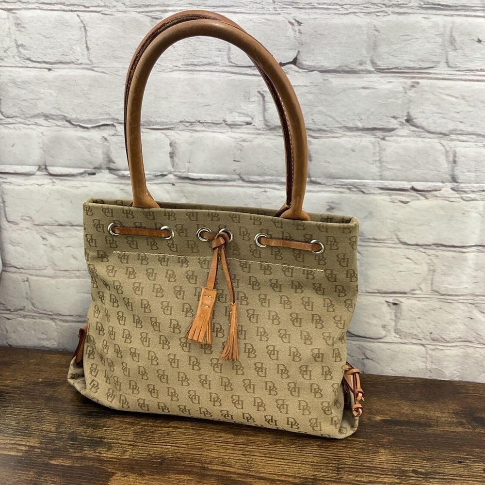 Vintage Dooney & Bourke Satchel Bag Small Signature Color Beige/Tan