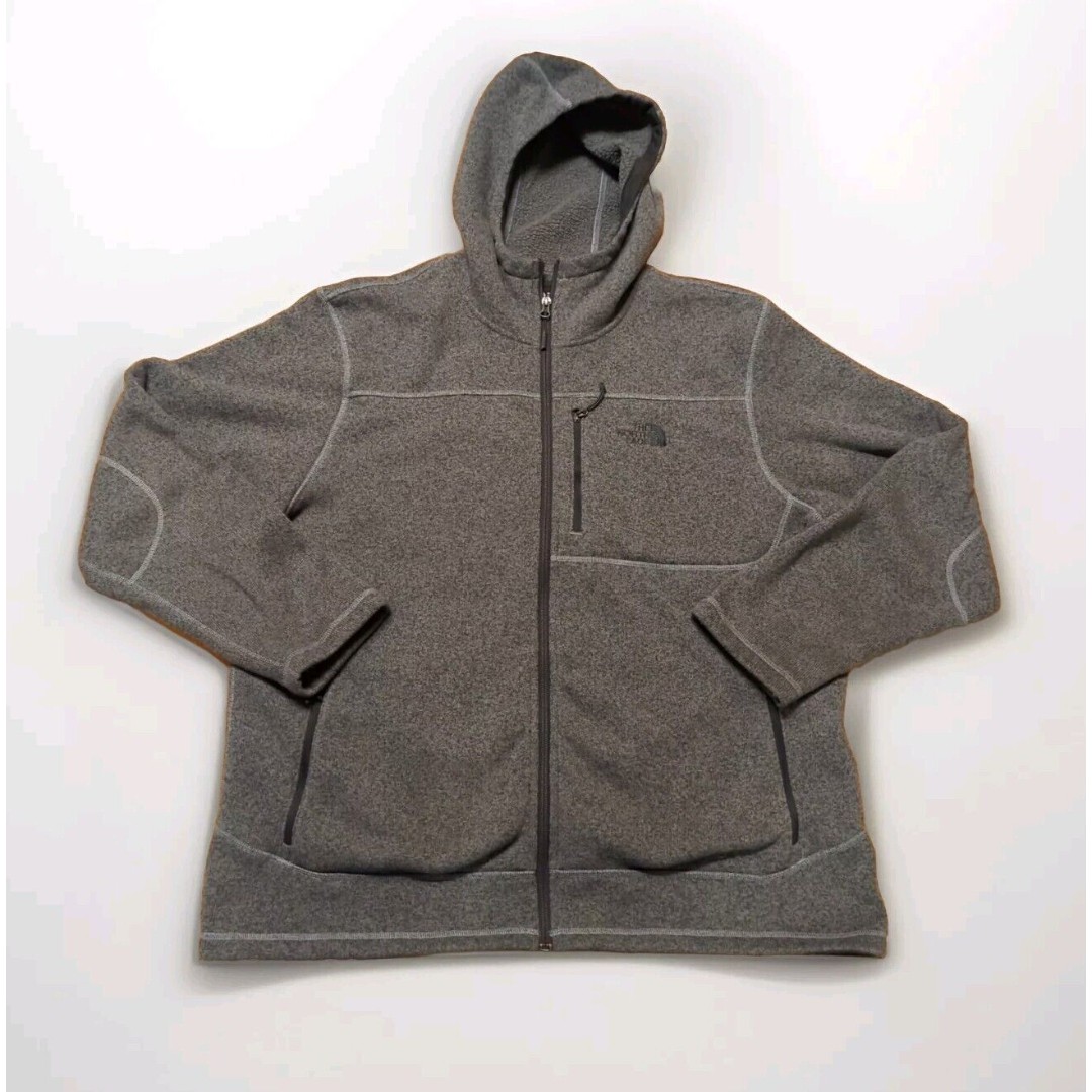 The North Face Gordon Lyons Jacket Coat Mens 2XL Gray Full Zip Fleece Lined