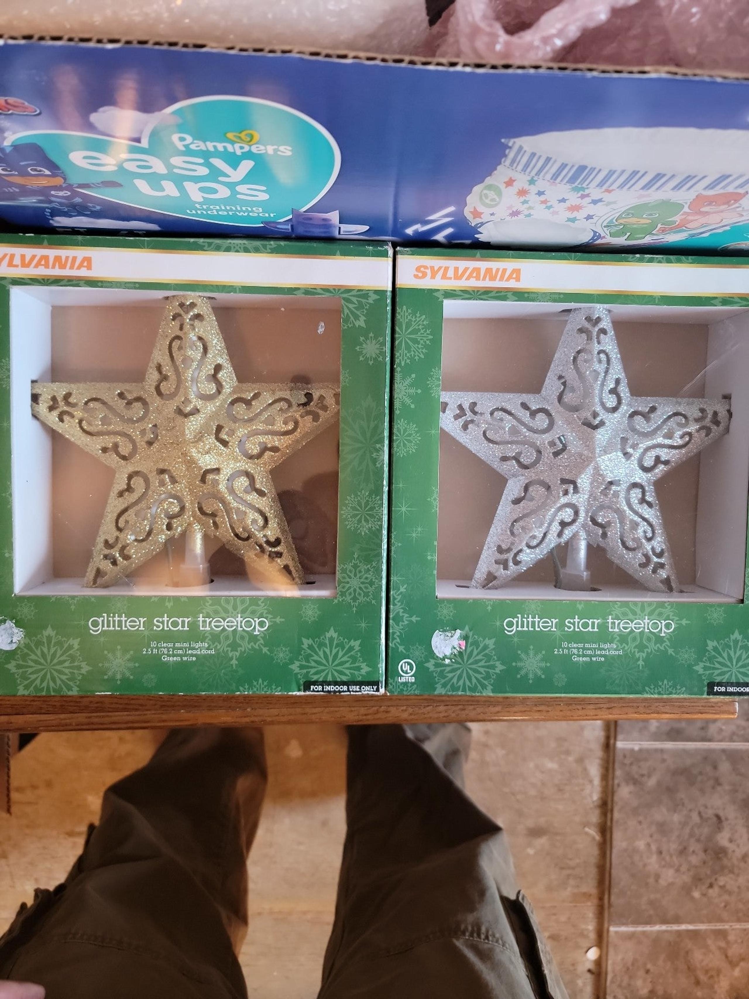 Brand new unopened Lot of 2 Christmas glitter star treetop