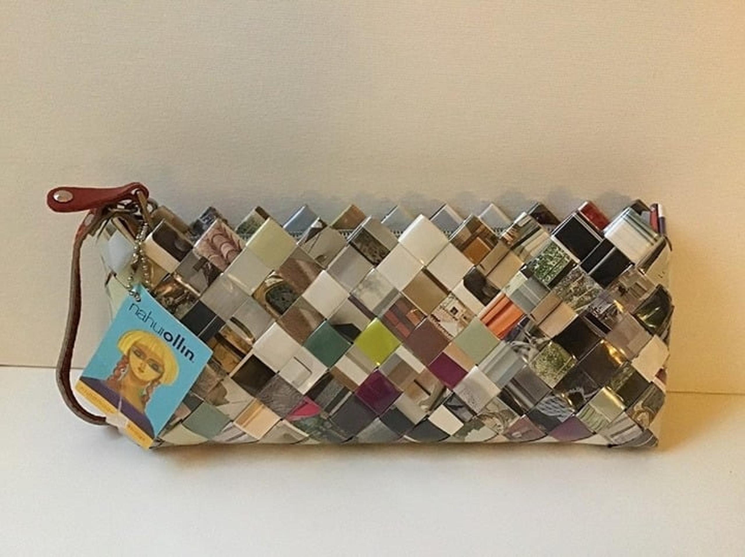 Nahui Ollin Handcrafted Purse Recycled Materials Clutch Interior Design Art NWT