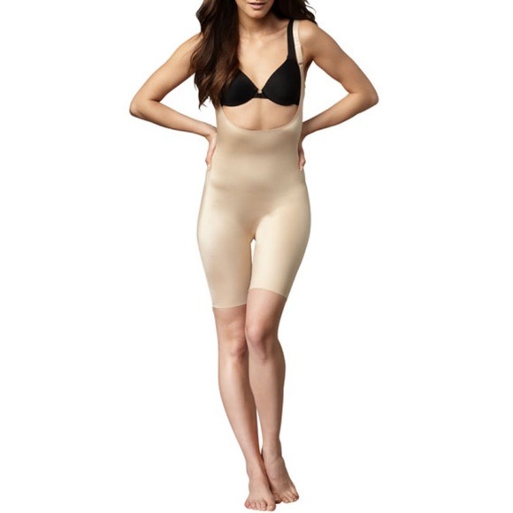 Spanx Simplicity Open-Bust Mid-Thigh Bodysuit SZ 1X