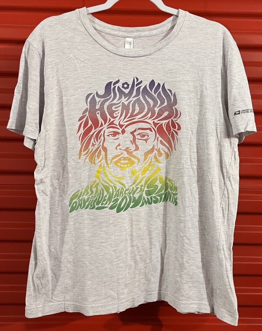 RARE Jimi Hendrix T-Shirt SXSW 2014 USPS Stamp First Day Issue Power Of Love