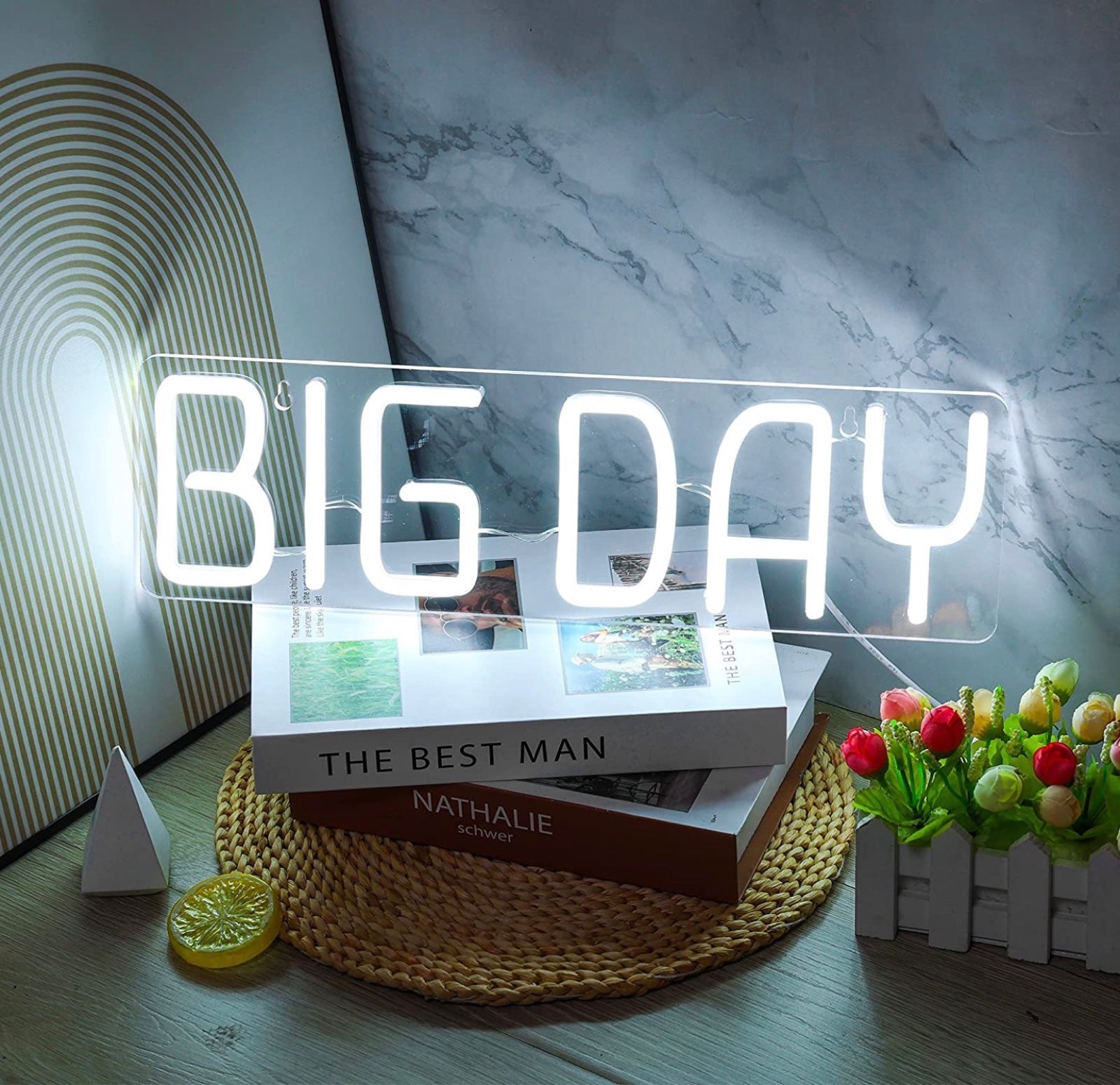 Lovely Bright “BIG DAY” LED Night Light Room Wall Celebration Decoration