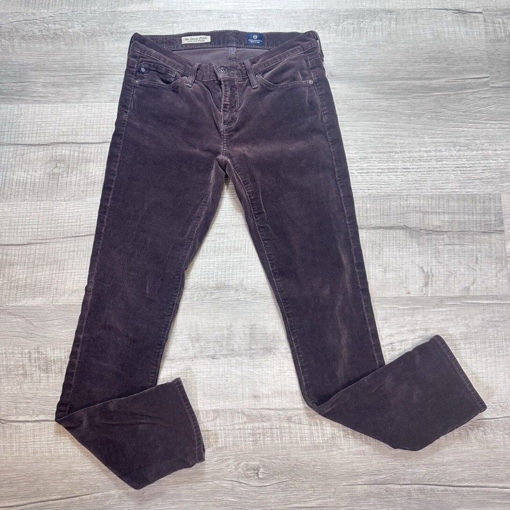 AG Adriano Goldschmied The Stevie Petite Slim Straight Brown Corduroy Pants 25P